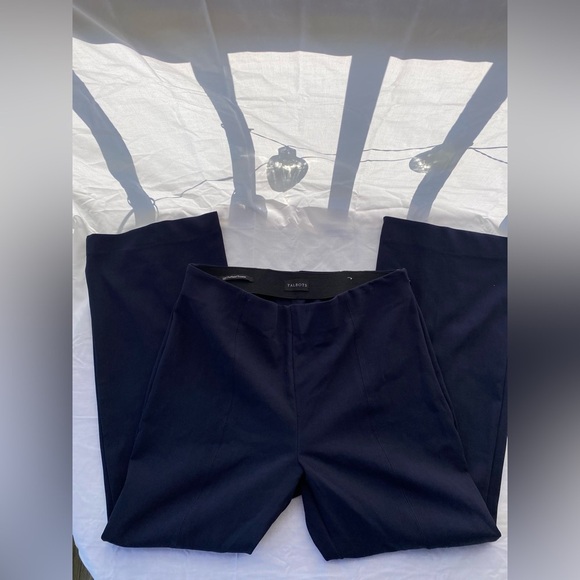 Talbots Portland Trouser Women's Size 12 P Navy Wide Leg Side Zip Dress Crops - Picture 4 of 10